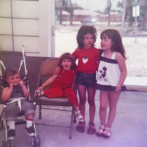 Kerri, Danielle, Lyndi, and Mike at the pool